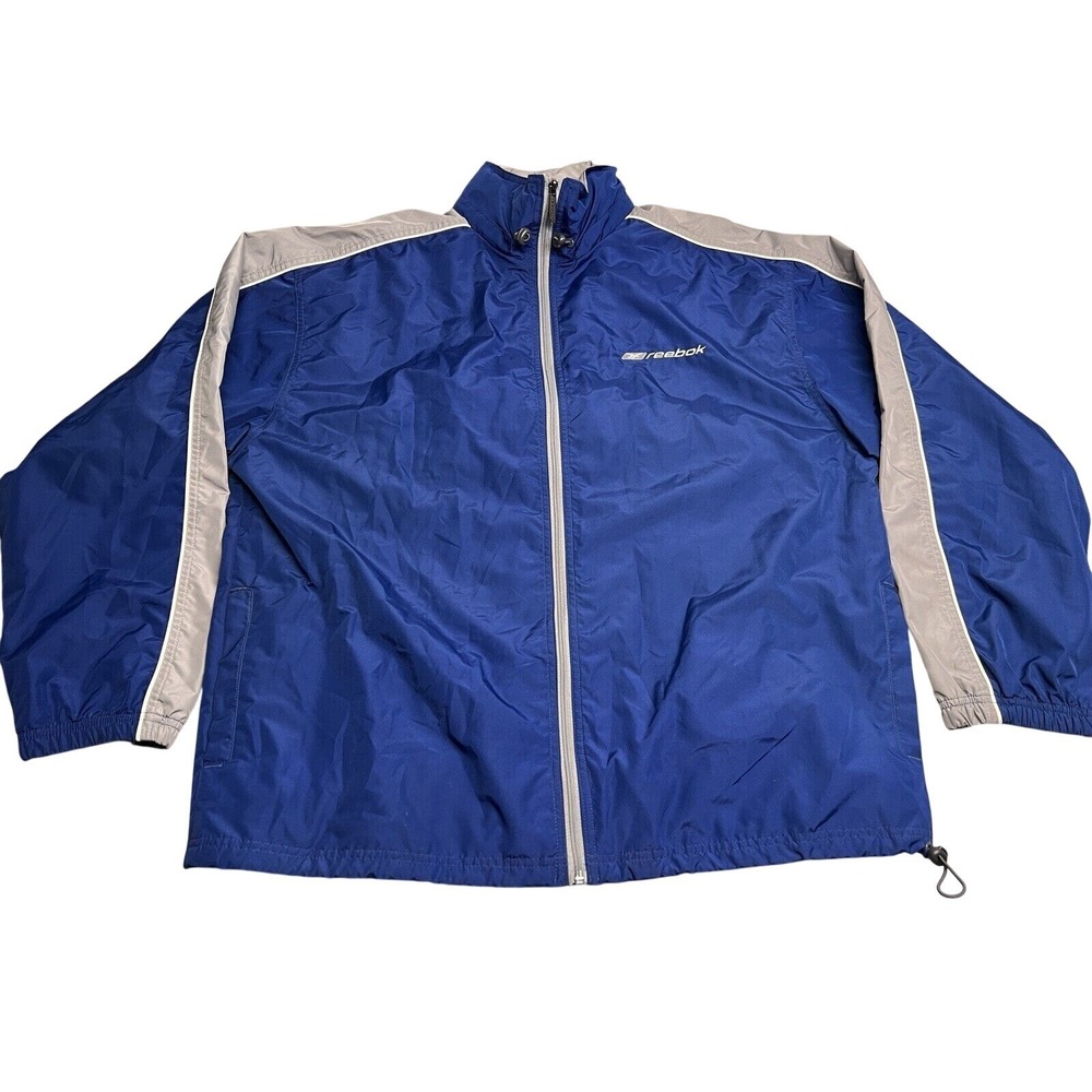 Vintage Reebok Windbreaker Sz M Full‎ Zip Warm Up Blue Gray Detroit Lions Colors